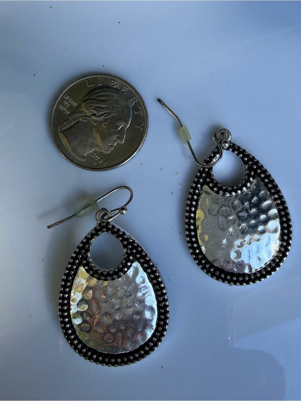 Silver-Tone Hammered Teardrop Earrings - Women Jewelry